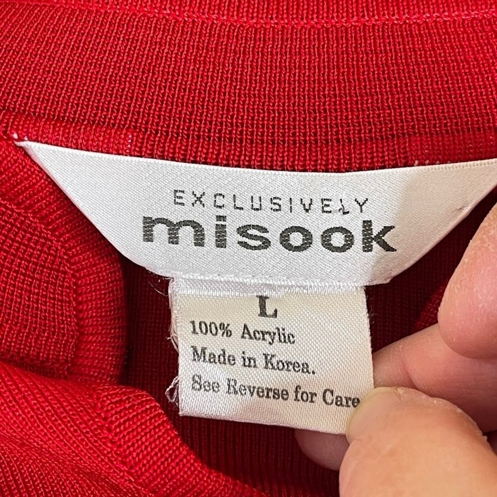 Exclusively‎ Misook Mock Neck Long Sleeve Acrylic Top Red Career Office Large - Picture 9 of 11